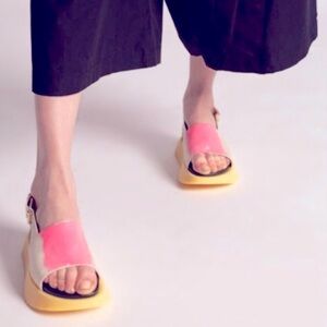 Marni Leather Beige/Hot Pink/Black Sandals, 39/8.5